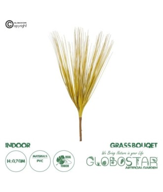 GloboStar® Artificial Garden YELLOW GRASS BOUQUET 21159 Τεχνητό Διακοσμητικό Μπουκέτο Grass Κίτρινο Y70cm